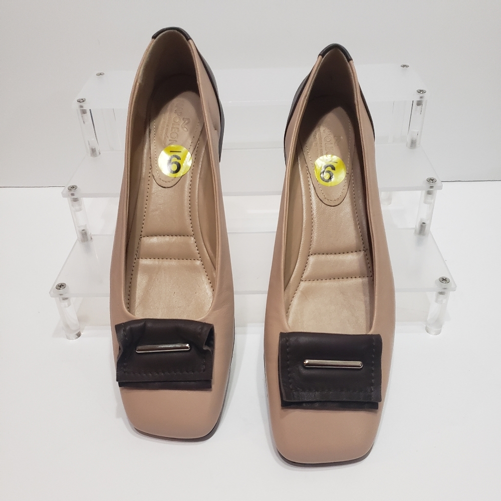 Napoleoni Lavorazione Tan Brown Leathed Ballet Flat shoes 8